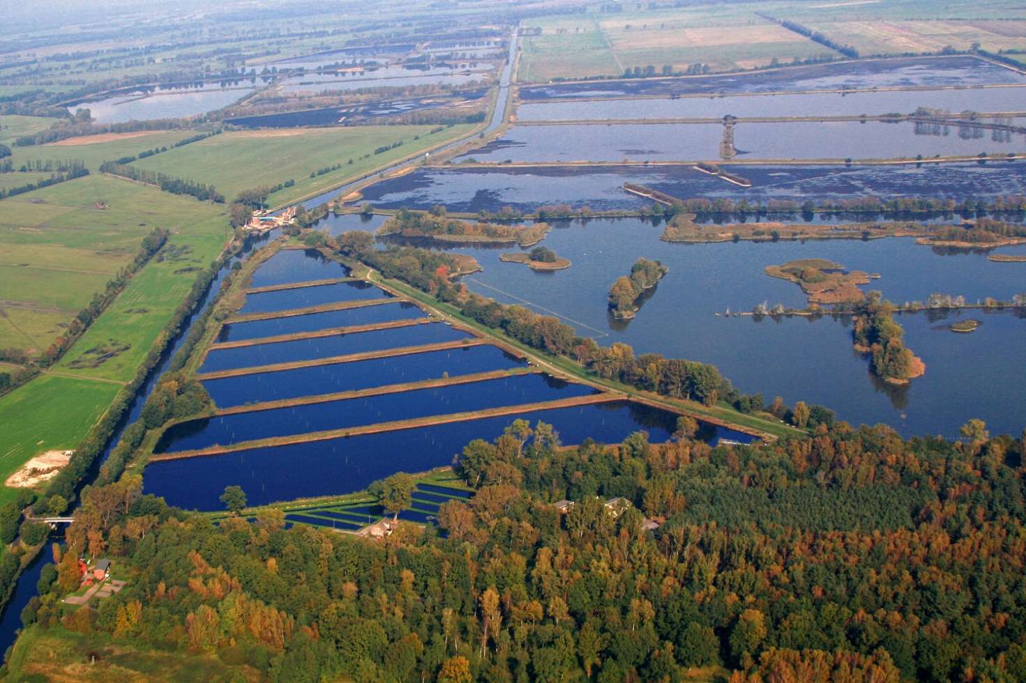 Das Naturschutzgebiet Lewitzer Fischteiche aus der Vogelperspektive